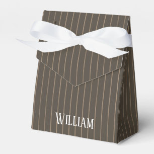 Caja Para Regalos Pinstripes retro castaño personalizado