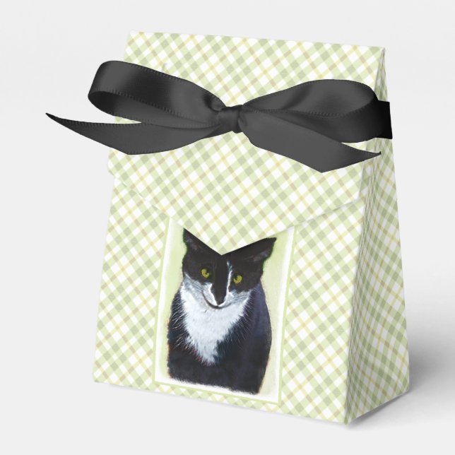 Caja Para Regalos Pintura de gatos de Tuxedo - Arte de gatos origina (Front Side)
