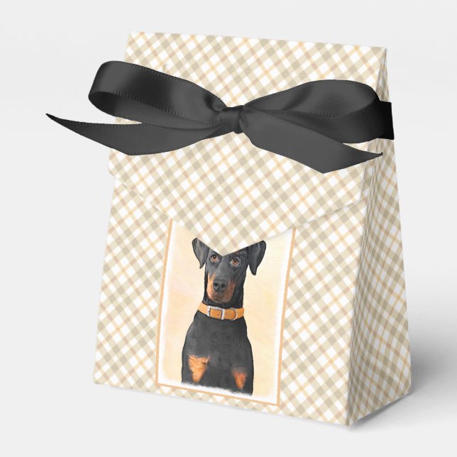 Caja Para Regalos Pintura original de Doberman Pinscher sin cortar (Front Side)