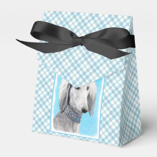 Caja Para Regalos Pintura Saluki (plateada) - Arte Perro Original.