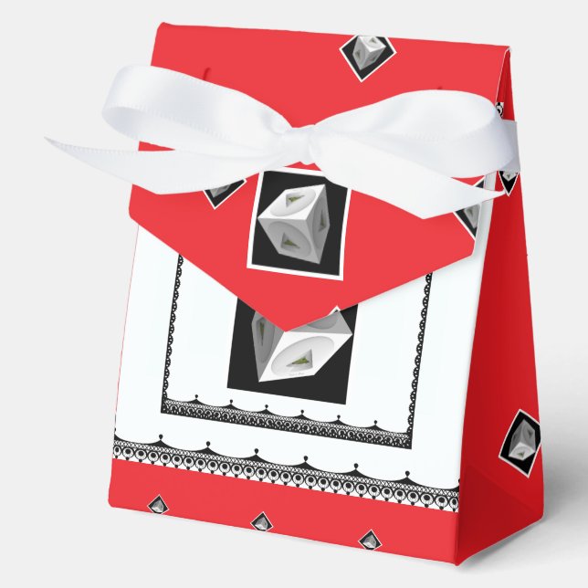 Caja Para Regalos Pirámide Cubo Blanco Negro (Anverso)