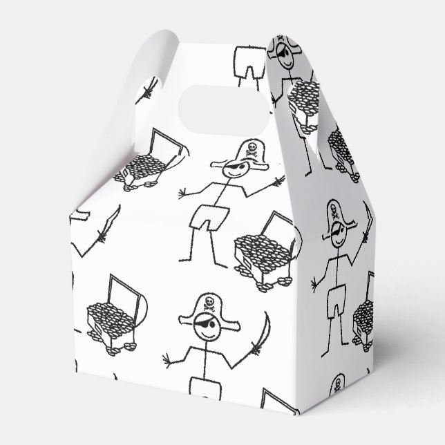 Caja Para Regalos Pirata Stickman con el tesoro del pecho (Front Side)