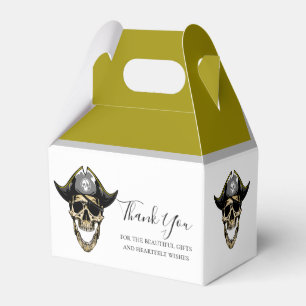 Caja Para Regalos Pirate Skull Gold Feliz Capitán Favor Box