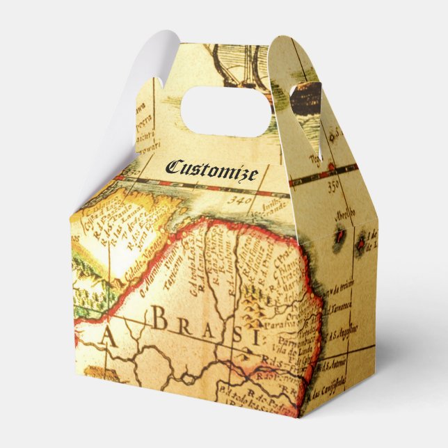 Caja Para Regalos Pirates Gold Treasure Map Gable Favor Box (Front Side)