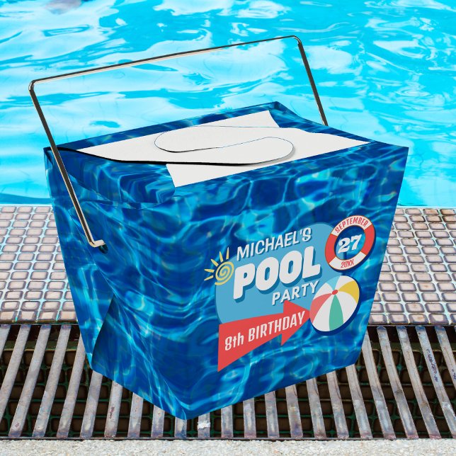 Caja Para Regalos Piscina de verano Fiesta Tropical Cumpleaños Azul (Subido por el creador)