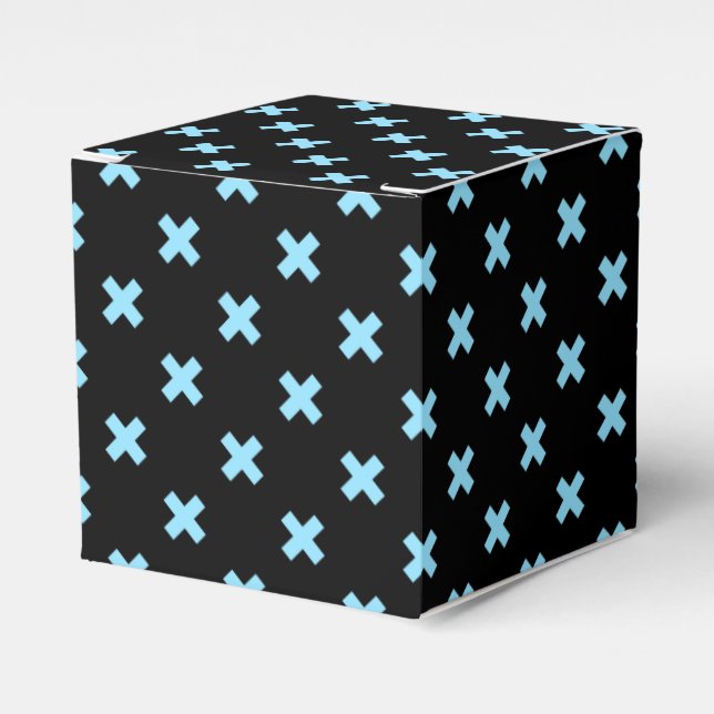 Caja Para Regalos Pisos cruzados azules sobre negro (Costado Anverso)