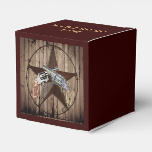 Caja Para Regalos pistola de vaquero con estrella de texas rústicas