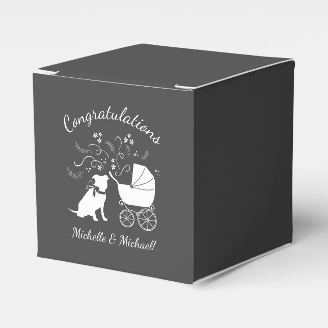 Caja Para Regalos Pit Bulldog Baby Shower Género Neutral Pitbull (Costado Anverso)