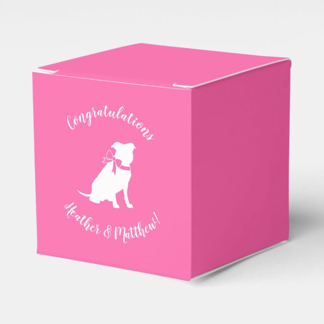 Caja Para Regalos Pitbull, Chica rosado de Baby Shower Bulldog Pit (Costado Anverso)