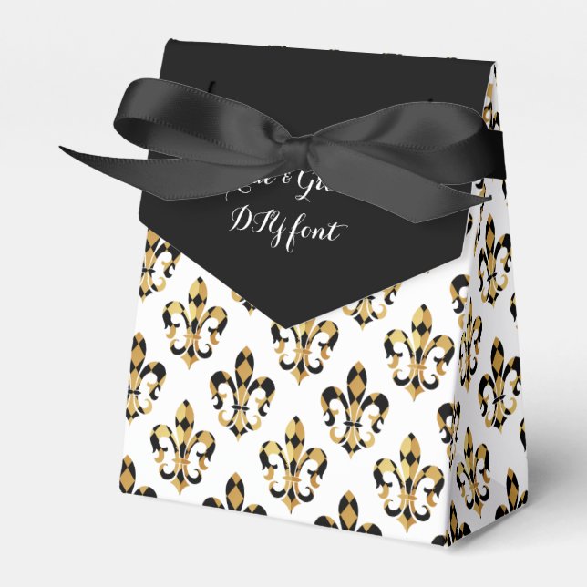 Caja Para Regalos PixDezines fleur de lis/harlequin/negro/oro (Front Side)