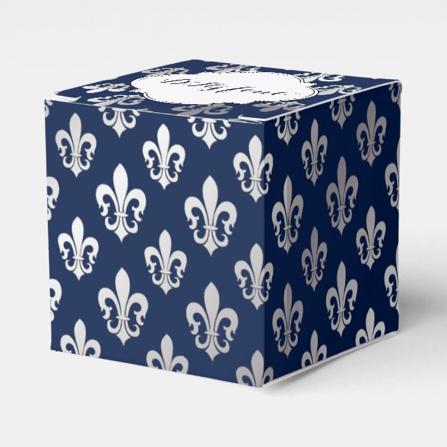 Caja Para Regalos PixDezines fleur de lis silver (Costado Anverso)