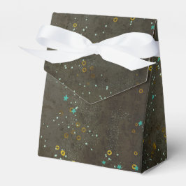 Caja Para Regalos Pizarra Dorado Estrellas Plateadas Constelación Ci