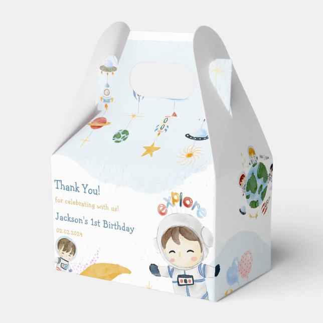 Caja Para Regalos Planetas del espacio exterior y fiesta de cumpleañ (Front Side)