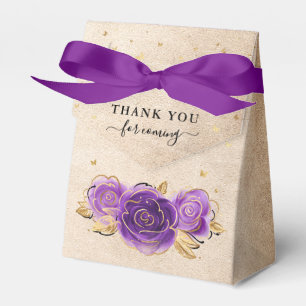 Caja Para Regalos Plantilla Corona de Oro Rosa Púrpura Agradecimient