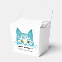 Plantilla de gato azul turquesa divertida y modern