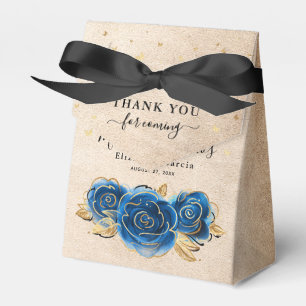 Caja Para Regalos Plantilla Rosa Dorada y Azul Real Agradecimiento F