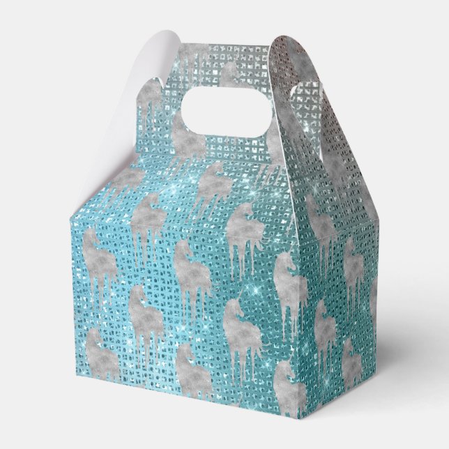 Caja Para Regalos Plata Aqua Sparkle Unicornios (Front Side)