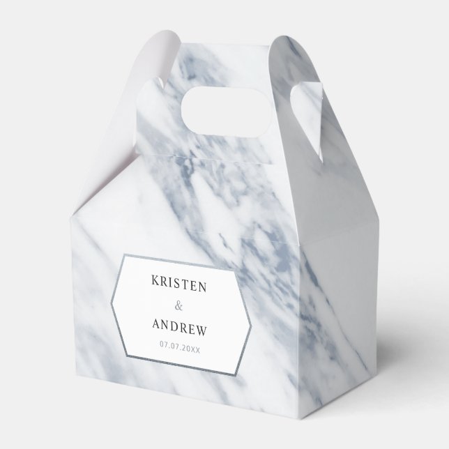 Caja Para Regalos Plata moderna | Marble Wedding Favor Box (Front Side)