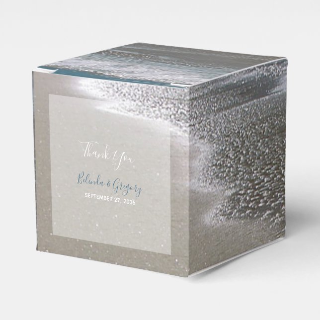 Caja Para Regalos Playa y Boda de arena costera (Costado Anverso)