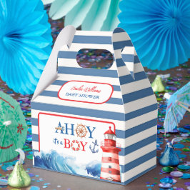 Caja Para Regalos Playful Red Blue Nautical Waves Baby Shower