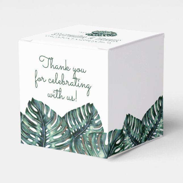 Caja Para Regalos Plaza Tropical Monstera Palm Retro Beach Wedding (Costado Anverso)