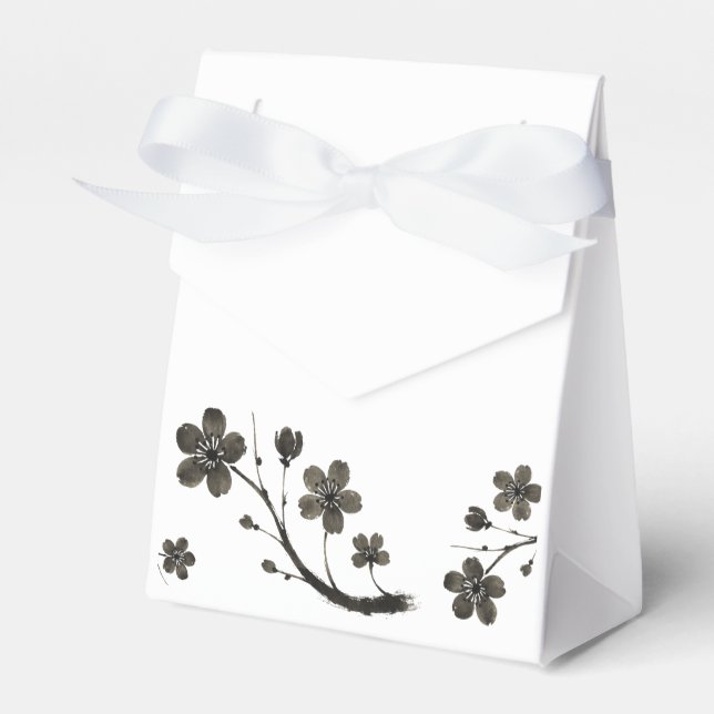 Caja Para Regalos Plum Blossom Line Art - Diseño botánico en (Front Side)