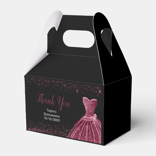 Caja Para Regalos Plum Purple Dress Faux Glitter Quinceanera (Reverso)