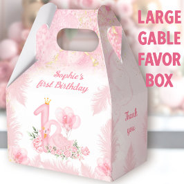 Caja Para Regalos Pluma floral de cisne rosa 1er cumpleaños Gran Hab