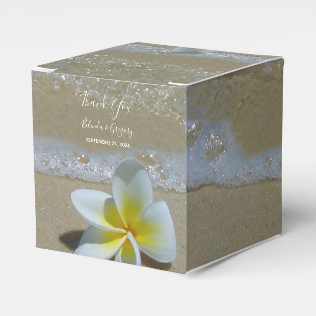 Caja Para Regalos Plumeria Frangipani En El Boda De Arena (Costado Anverso)