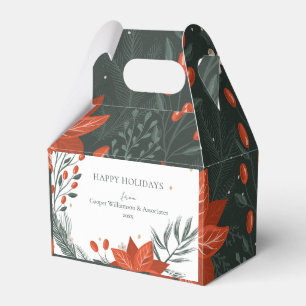 Caja Para Regalos Poinsettia Floral Simple Empresarial Rojo Verde