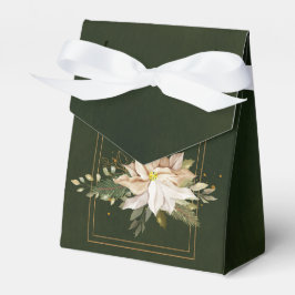 Caja Para Regalos Poinsettias blancas y hojas de Purpurina de oro fa
