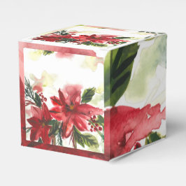 Caja Para Regalos Poinsettias pintadas a mano con acuarela