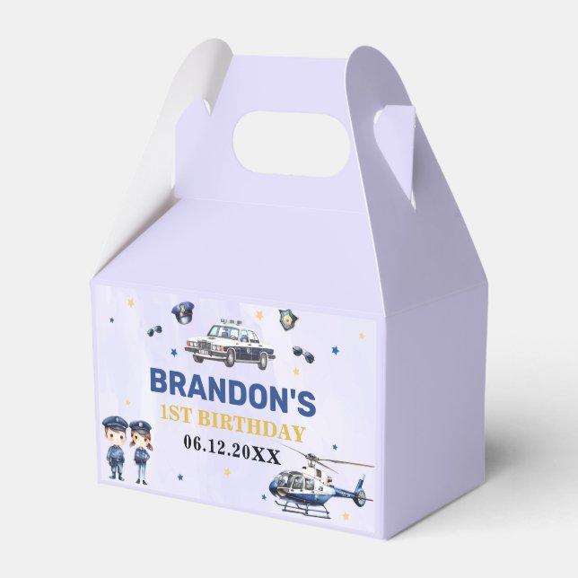 Caja Para Regalos Policía Fiesta de cumpleaños 1 (Front Side)