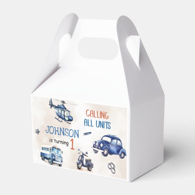 Caja Para Regalos Policía Fiesta de cumpleaños 1 (Front Side)