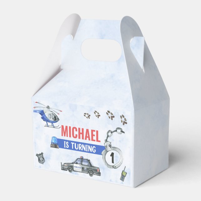 Caja Para Regalos Policía Fiesta de cumpleaños 1 (Front Side)