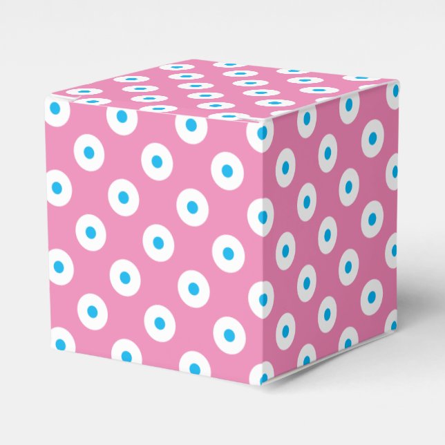 Caja Para Regalos Polka rosa, blanco y azul simple y alegre (Costado Anverso)