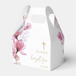 Caja Para Regalos Polvo de Rosa Elegante Floral Moderno Bautizo