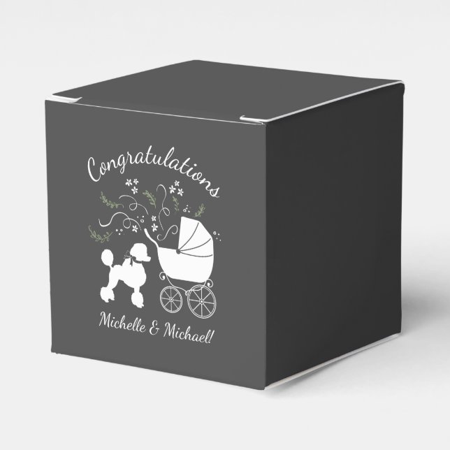 Caja Para Regalos Poodle Baby Shower Puppy (Costado Anverso)