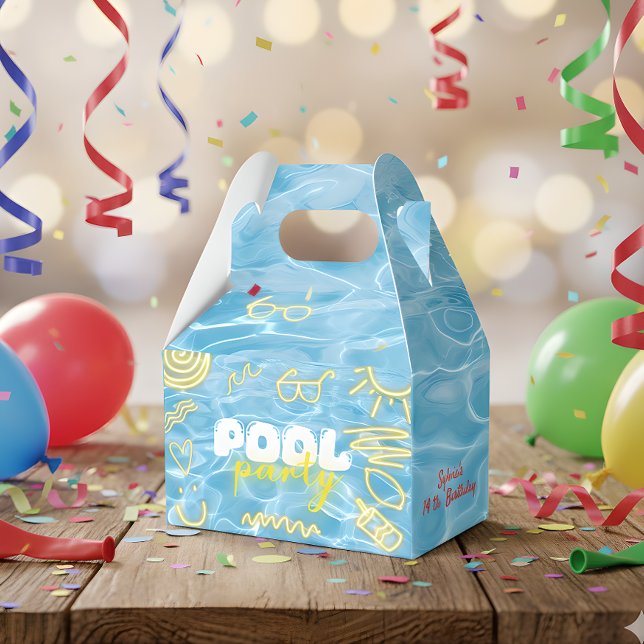 Caja Para Regalos Pool summer neon vibes birthday party (Subido por el creador)