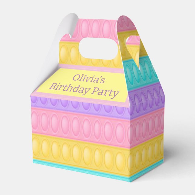 Caja Para Regalos Pop it Pastel Rainbow Chica Birday Party (Front Side)