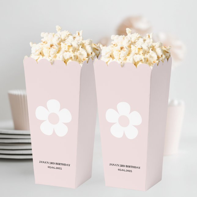 Caja Para Regalos Popcorn Pink Daisy Birthday (Subido por el creador)