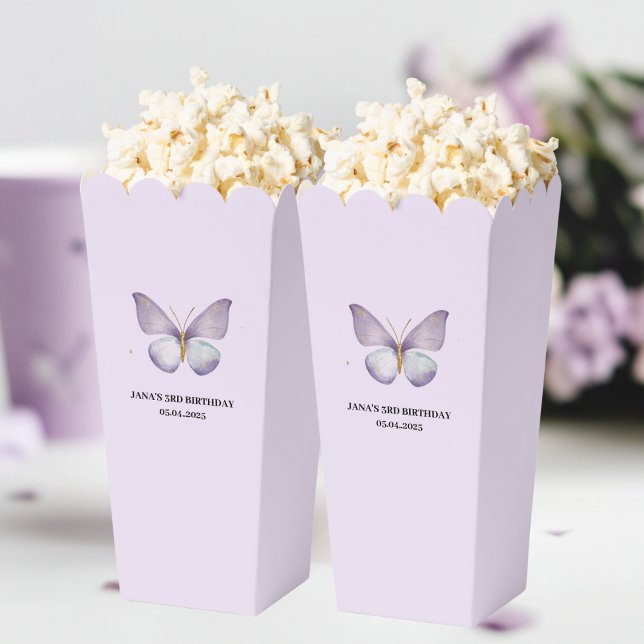 Caja Para Regalos Popcorn púrpura mariposa cumpleaños (Subido por el creador)