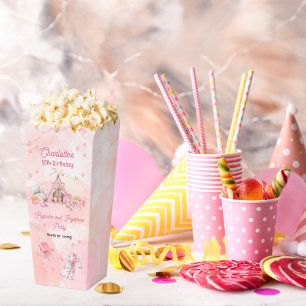 Caja Para Regalos Popcorn rosa y fiesta de cumpleaños de pijamas