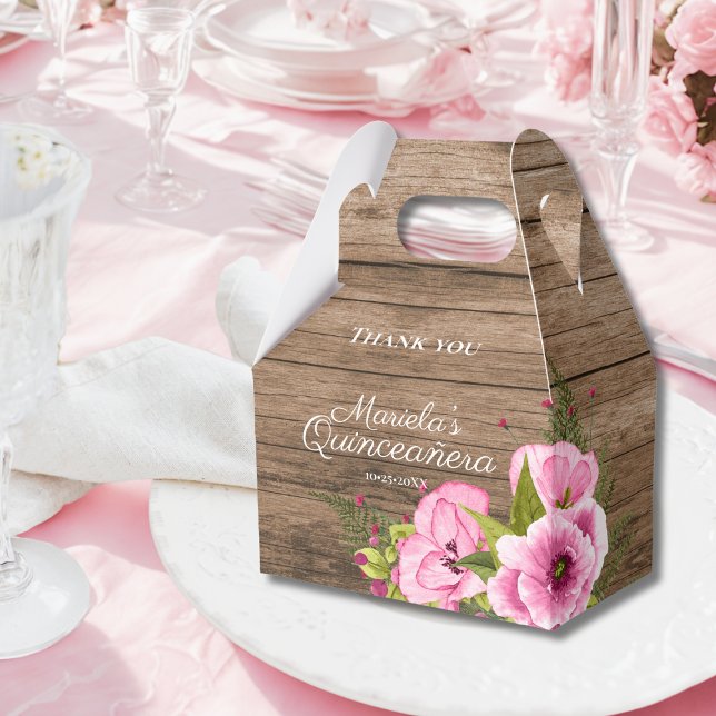 Caja Para Regalos Poppies Rosas Rústicas Quinceañera (Subido por el creador)