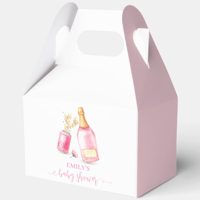 Caja Para Regalos Poppin Rosa Champagne Chica de cerveza Baby Shower (Anverso)