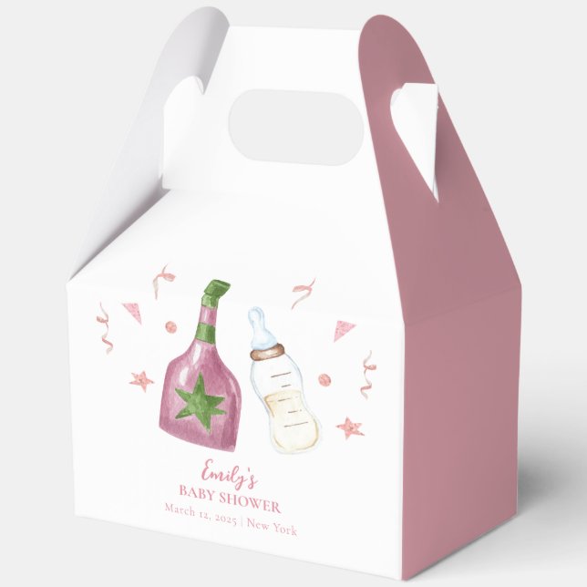 Caja Para Regalos Poppin Rosa Sweet Champagne Botellas Baby Shower (Anverso)
