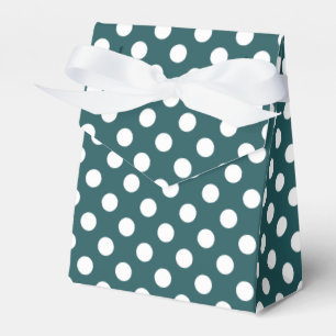 Caja Para Regalos Pos de polka blanco en verde azulado