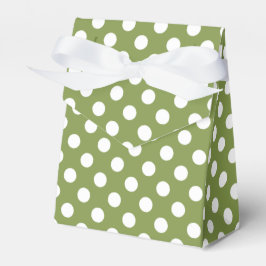 Caja Para Regalos Pos de polka blanco sobre el verde oliva