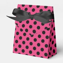 Caja Para Regalos Pos de polka negro en fucsia