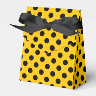 Caja Para Regalos Pos de polka negro sobre amarillo